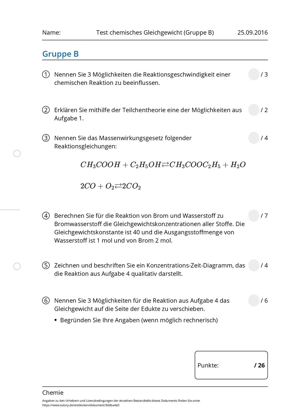 Arbeitsblatt - Test chemisches Gleichgewicht (Gruppe B ...