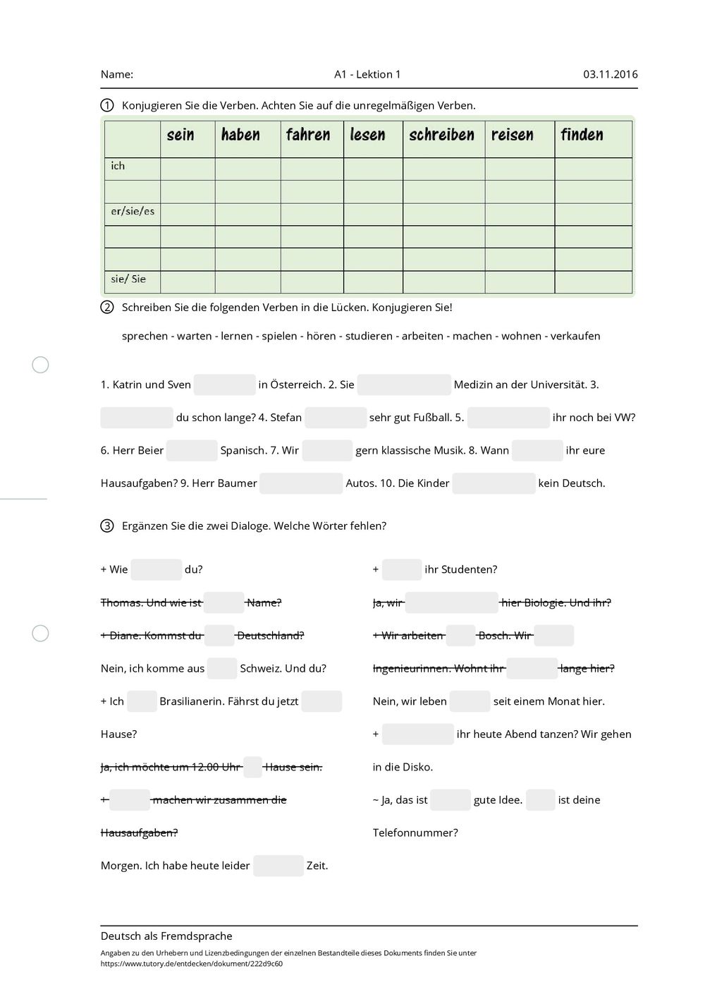 Menschen A1 1 Deutsch Als Fremdsprache Pdf Arbeitsblatt - A1 - Lektion 1 - Deutsch als Fremdsprache - Allgemeine