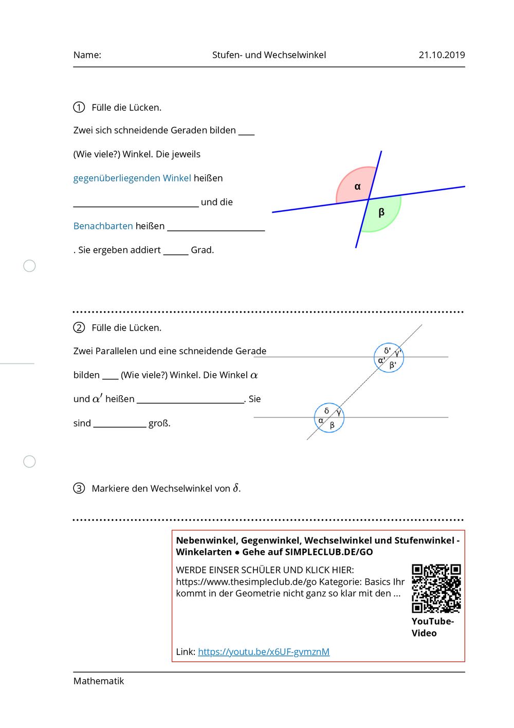 Arbeitsblatt Stufen und Wechselwinkel Mathematik tutory.de Arbeitsblatt Stufen und Wechselwinkel Mathematik tutory.de