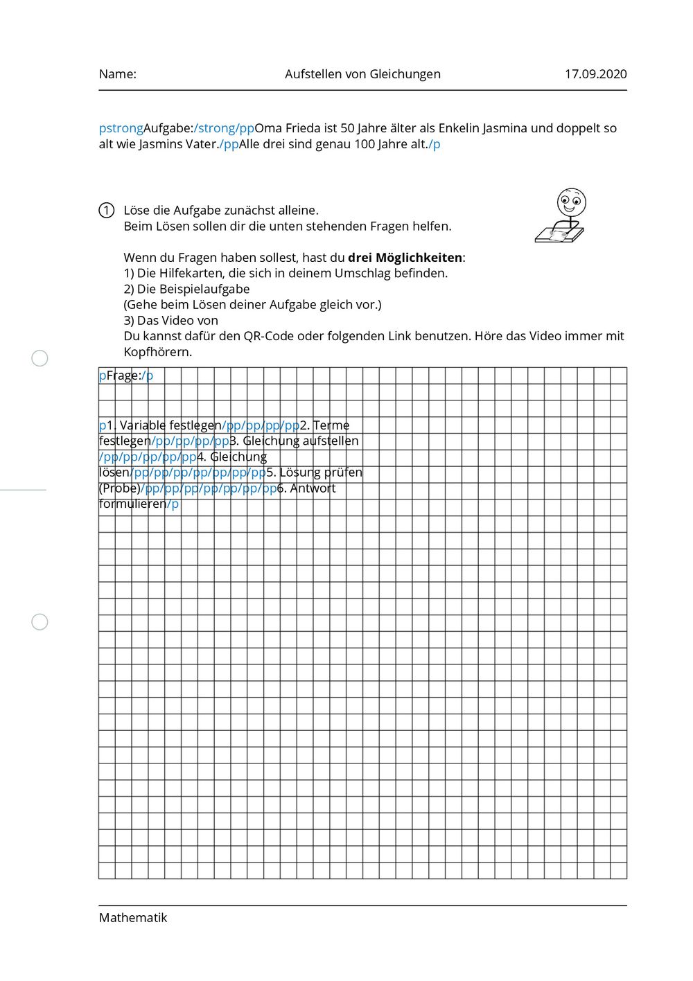 Gleichungen Aufstellen Und Lösen Arbeitsblatt
 Arbeitsblatt Aufstellen von Gleichungen Mathematik tutory