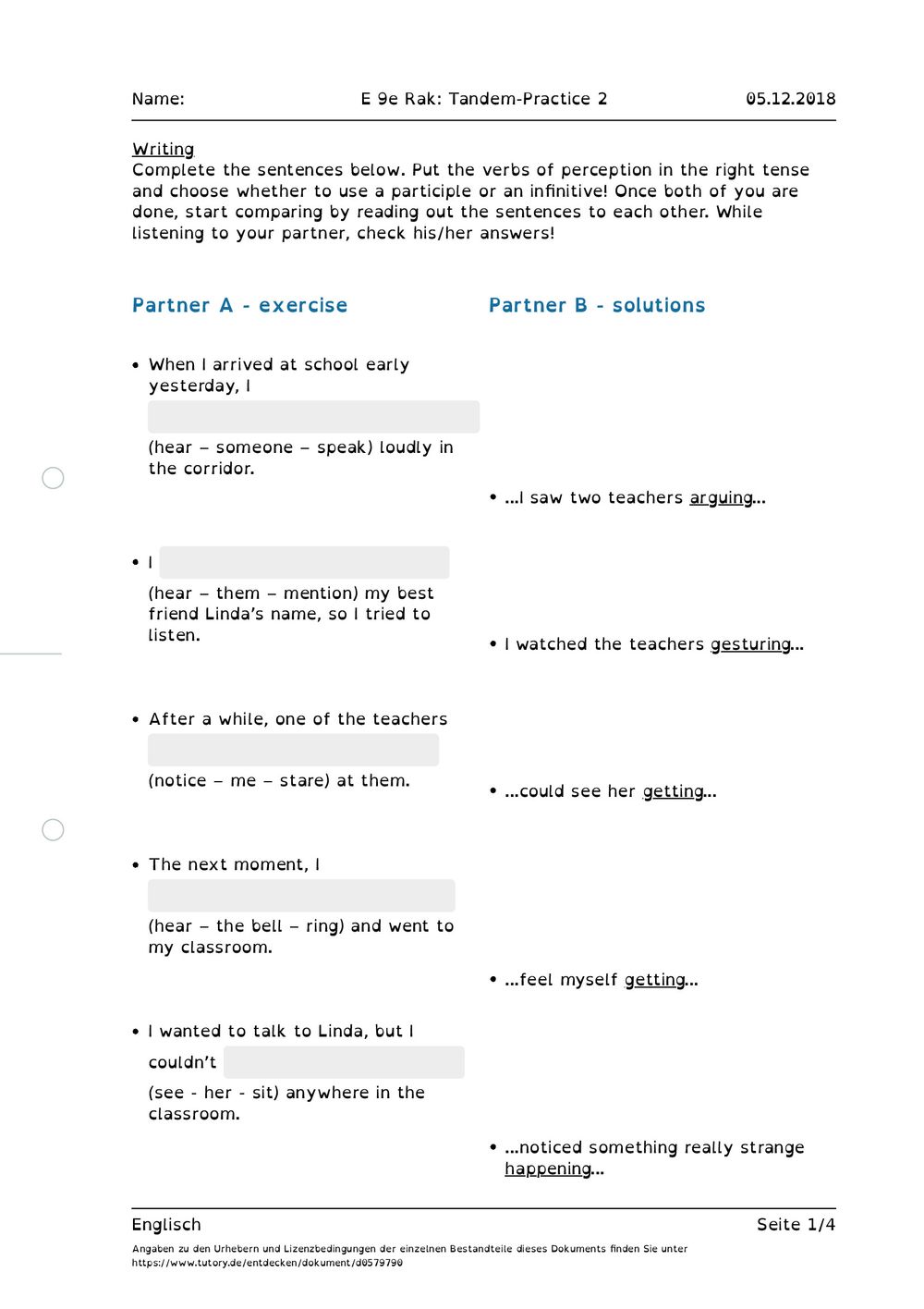 Arbeitsblatt E 9e Rak TandemPractice 2 Englisch Allgemeine