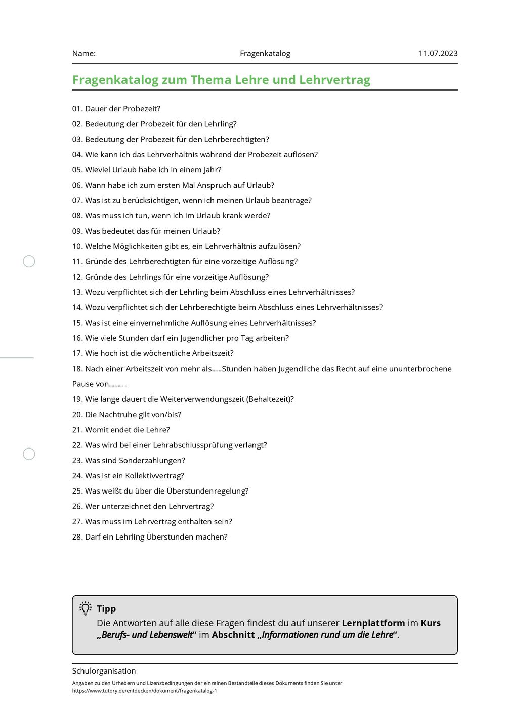 Einbürgerungstest Fragenkatalog Mit Antworten Pdf Arbeitsblatt - Fragenkatalog - Schulorganisation - Sonstige - tutory.de