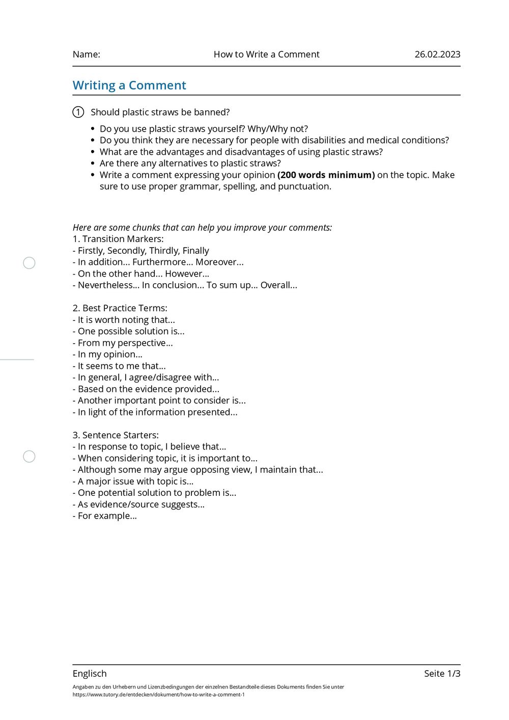 arbeitsblatt-how-to-write-a-comment-englisch-tutory-de