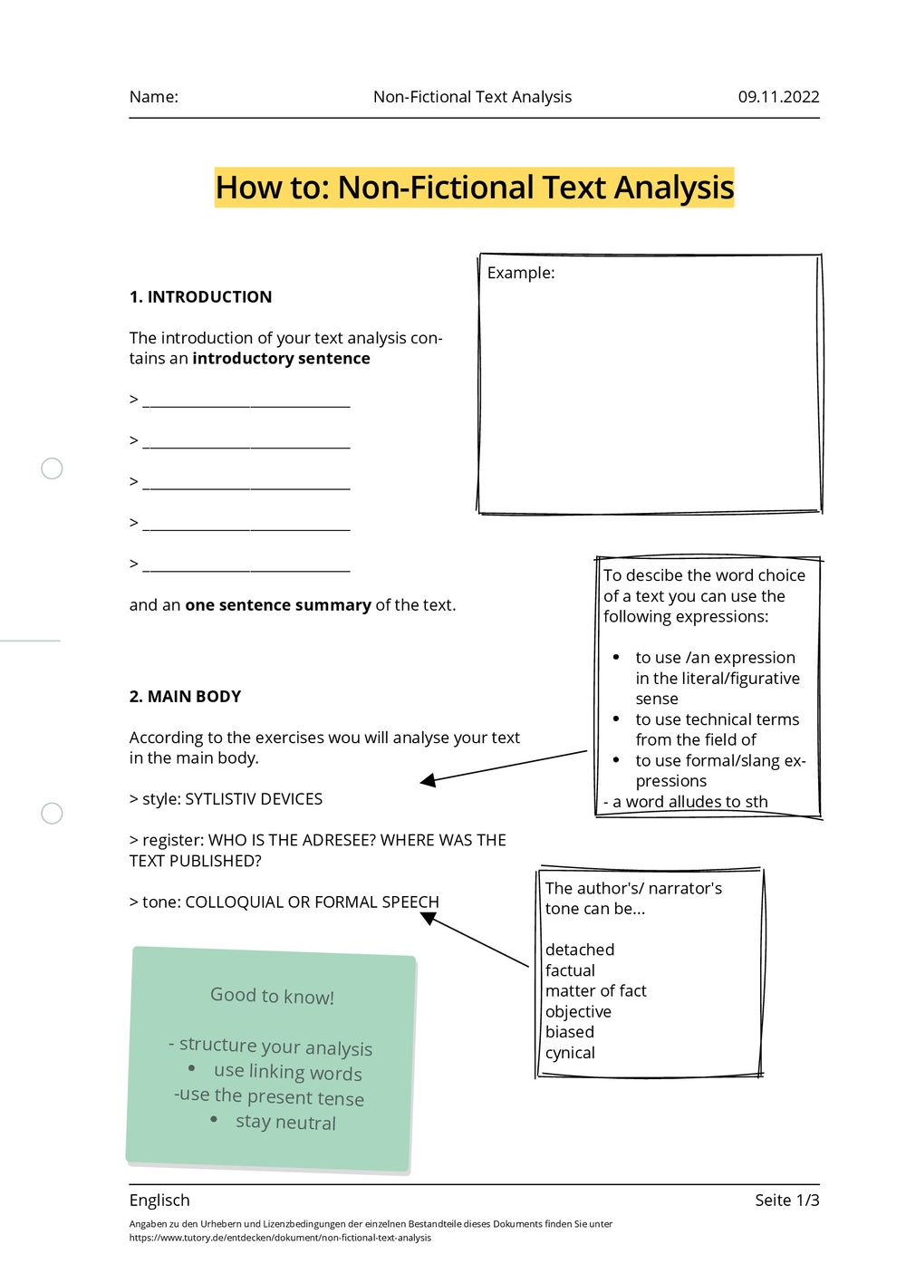 non-fictional text analysis english