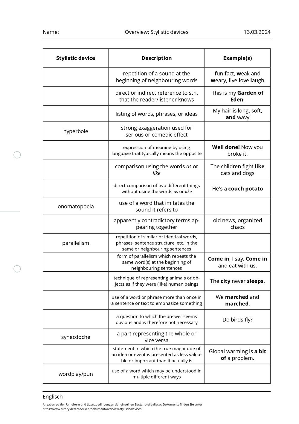 Arbeitsblatt Overview Stylistic Devices Englisch Tutory de arbeitsblatt-overview-stylistic-devices-englisch-tutory-de