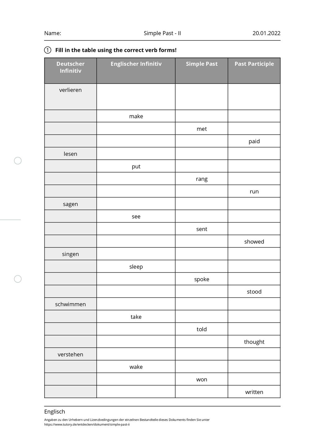 Arbeitsblatt Simple Past II Englisch Tutory de arbeitsblatt-simple-past-ii-englisch-tutory-de