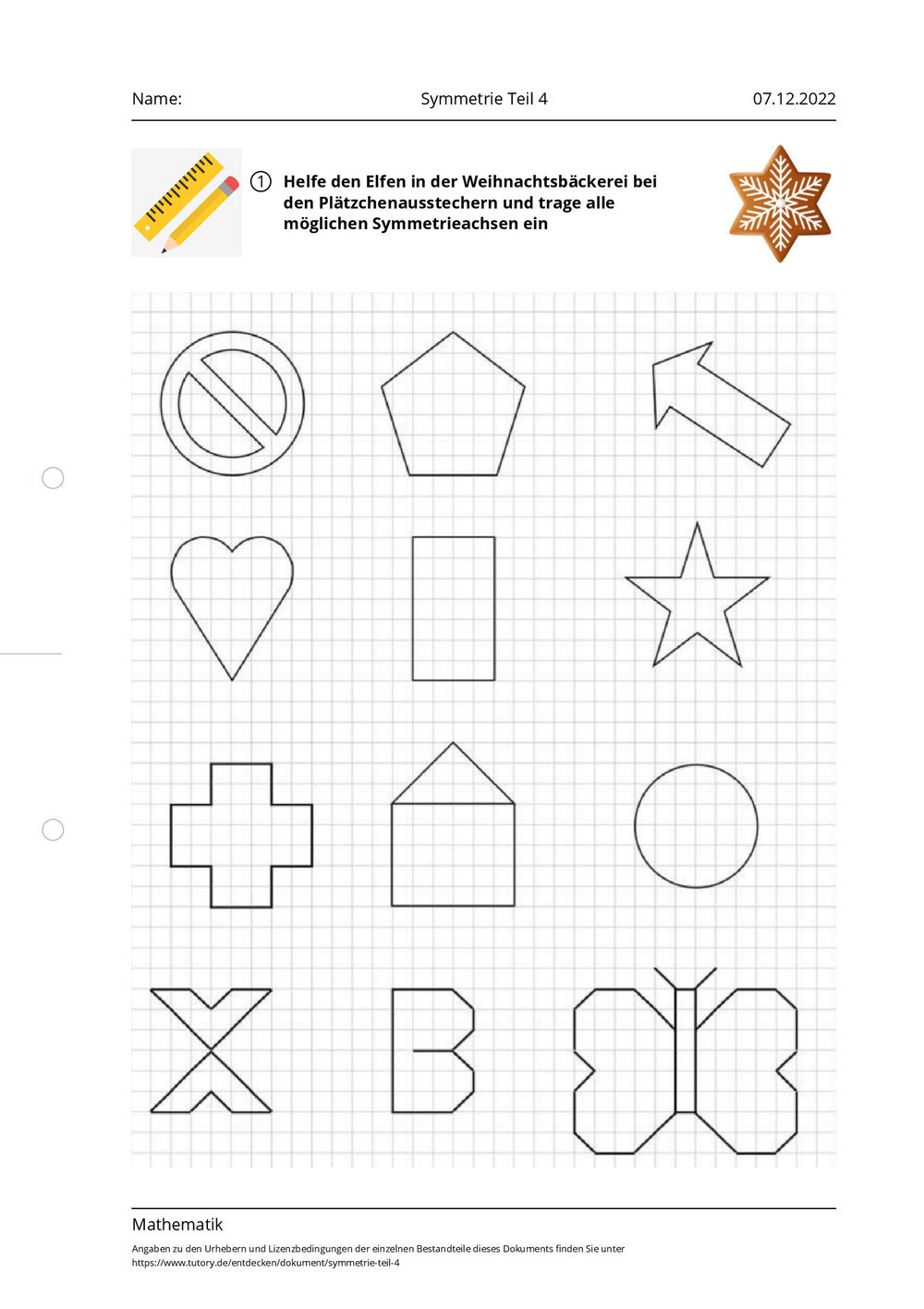 Symmetrie Arbeitsblatt
 Arbeitsblatt Symmetrie Teil 4 Mathematik tutory