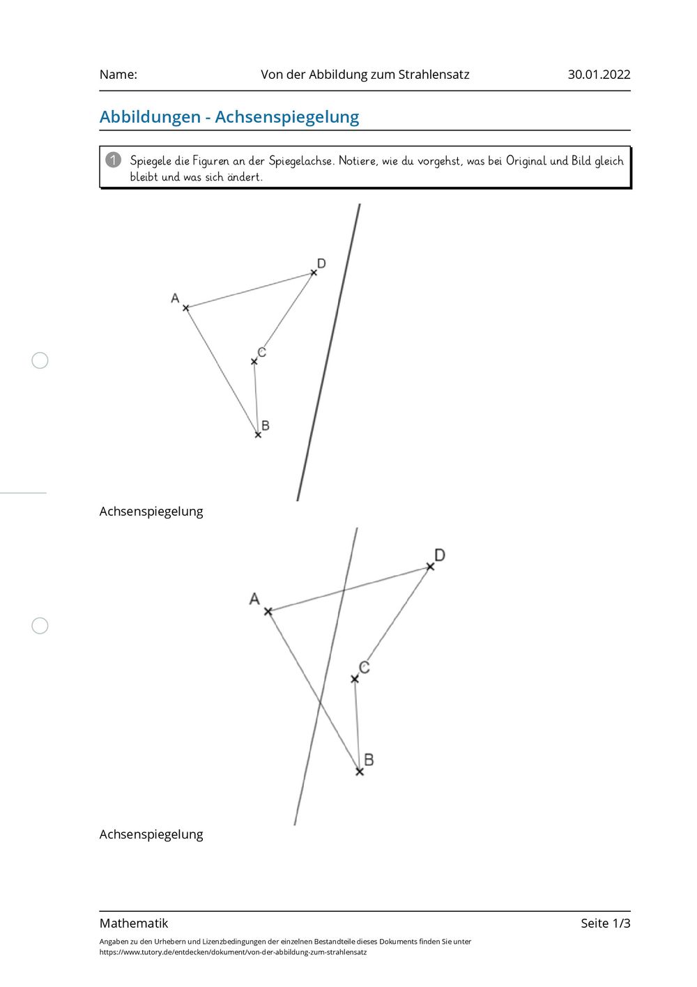Strahlensatz Aufgaben Mit Lösungen Klasse 9 Pdf Arbeitsblatt - Von der Abbildung zum Strahlensatz - Mathematik - tutory.de