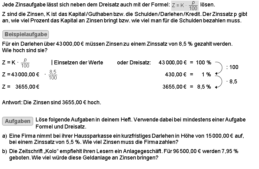 Prozent Und Zinsrechnung Aufgaben Mit Lösungen Klasse 7 www.tutory.de